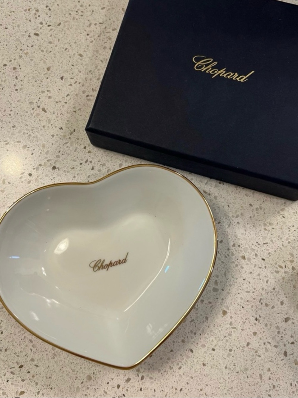 Chopard White and Gold Heart Trinket Dish